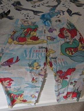 Disney Little Mermaid Girls Pajama Pants in Light Blue with Multicolor Print